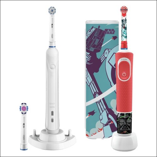 Szczoteczka rotacyjna ORAL-B PRO 900 + Szczoteczka rotacyjna ORAL-B D100 Kids Star Wars