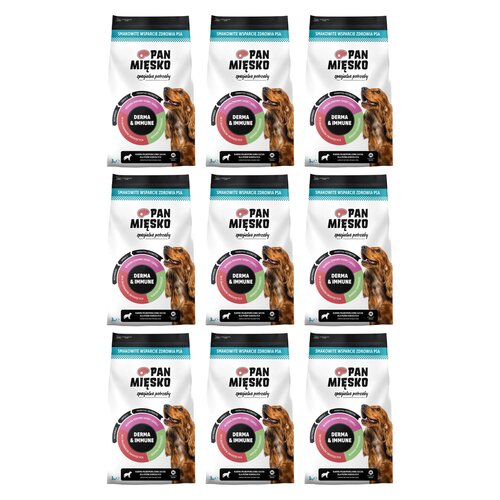 Karma dla psa PAN MIĘSKO Specjalne potrzeby Derma & Immune Chrupki M 9 x 3 kg