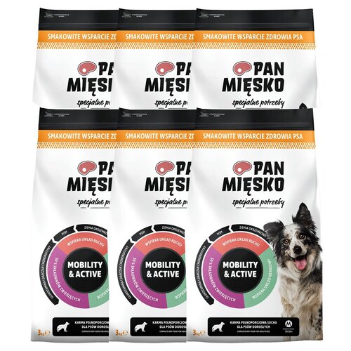 Karma dla psa PAN MIĘSKO Specjalne potrzeby Mobility & Active Chrupki M 6 x 3 kg