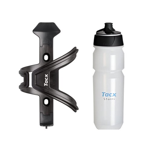 Koszyk na bidon GARMIN Tacx Radar Czarny + Bidon GARMIN Tacx Shanti T5852 750 ml Przezroczysty