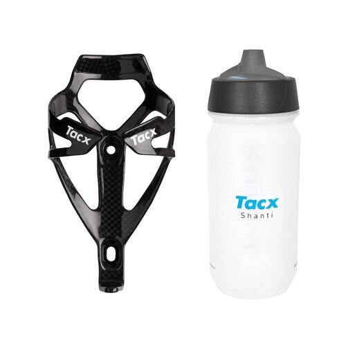 Koszyk na bidon GARMIN Tacx Deva Czarny + Bidon GARMIN Tacx Shanti T5802 500 ml Przezroczysty