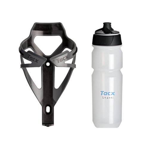 Koszyk na bidon GARMIN Tacx Deva Szary + Bidon GARMIN Tacx Shanti T5852 750 ml Przezroczysty