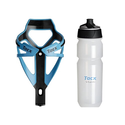 Koszyk na bidon GARMIN Tacx Deva Jasnoniebieski + Bidon GARMIN Tacx Shanti T5852 750 ml Przezroczysty