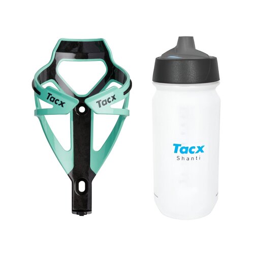 Koszyk na bidon GARMIN Tacx Deva Seledynowy + Bidon GARMIN Tacx Shanti T5802 500 ml Przezroczysty
