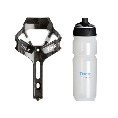 Koszyk na bidon GARMIN Tacx Ciro Biały + Bidon GARMIN Tacx Shanti T5852 750 ml Przezroczysty
