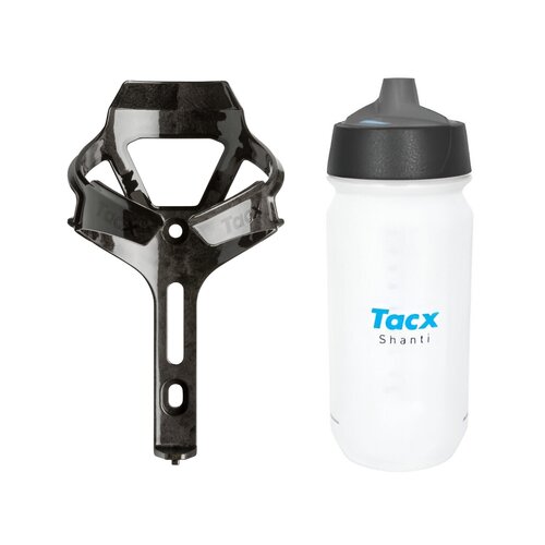 Koszyk na bidon GARMIN Tacx Ciro Czarny + Bidon GARMIN Tacx Shanti T5802 500 ml Przezroczysty