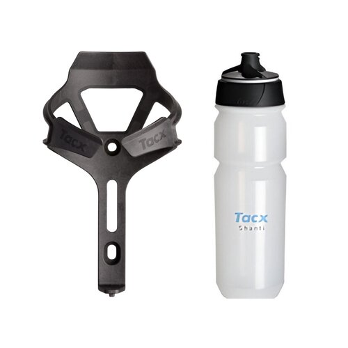 Koszyk na bidon GARMIN Tacx Ciro Czarny mat + Bidon GARMIN Tacx Shanti T5852 750 ml Przezroczysty