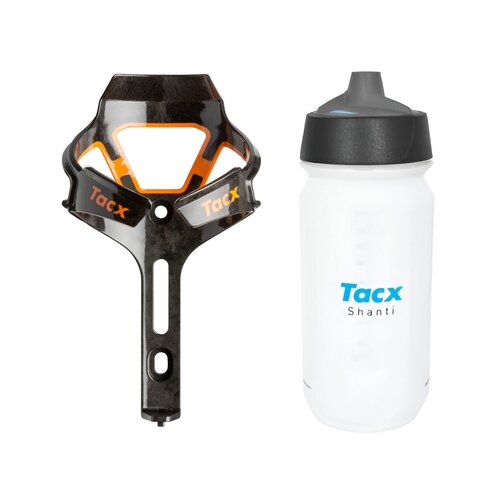 Koszyk na bidon GARMIN Tacx Ciro Pomarańczowy + Bidon GARMIN Tacx Shanti T5802 500 ml Przezroczysty