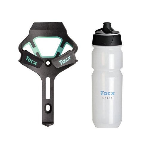 Koszyk na bidon GARMIN Tacx Ciro Seledynowy mat + Bidon GARMIN Tacx Shanti T5852 750 ml Przezroczysty