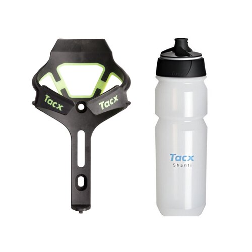 Koszyk na bidon GARMIN Tacx Ciro Żółty mat + Bidon GARMIN Tacx Shanti T5852 750 ml Przezroczysty