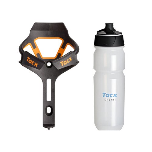 Koszyk na bidon GARMIN Tacx Ciro Pomarańczowy mat + Bidon GARMIN Tacx Shanti T5852 750 ml Przezroczysty