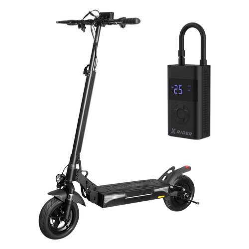 Hulajnoga elektryczna RUPTOR R1 V2 10 80 km 500W Amortyzacja 10" Czarny + Pompka rowerowa XRIDER z funkcją powerbank XR00AP01