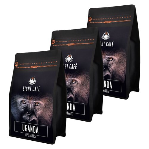 Kawa ziarnista EIGHT CAFE Arabica Uganda 3 x 1 kg (Rzemieślnicza)