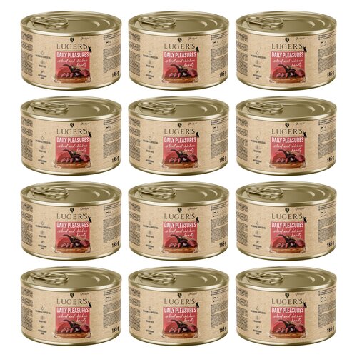 Karma dla kota LUGER'S Daily Pleasures Wołowina i Serca z kurczaka 12 x  185 g