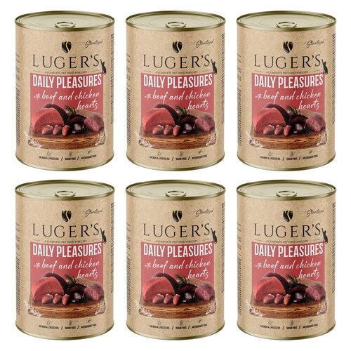 Karma dla kota LUGER'S Daily Pleasures Wołowina i Serca z kurczaka 6 x 400 g