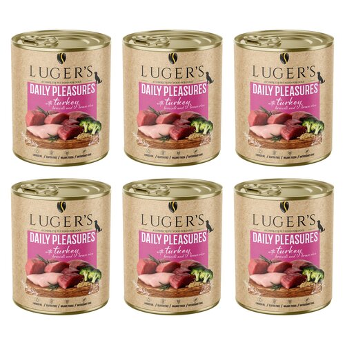 Karma dla psa LUGER'S Daily Pleasures z indykiem, brokułem i ryżem brązowym 6 x 800 g