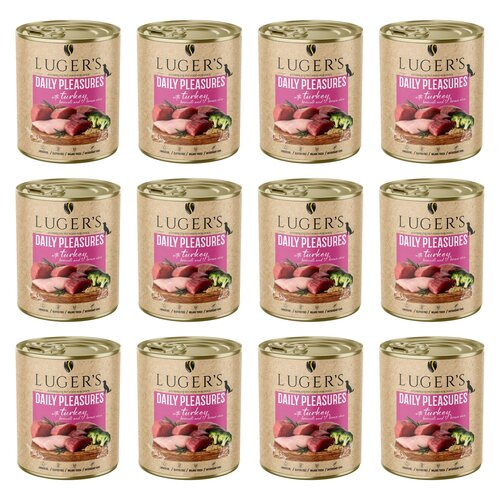Karma dla psa LUGER'S Daily Pleasures z indykiem, brokułem i ryżem brązowym 12 x  800 g