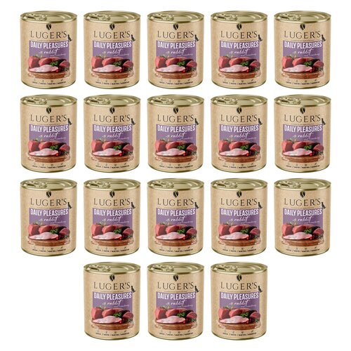 Karma dla psa LUGER'S Daily Pleasures Królik z żurawiną 18 x 800 g