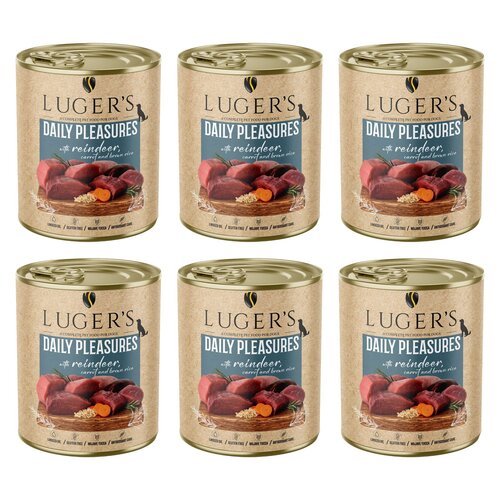 Karma dla psa LUGER'S Daily Pleasures z reniferem, marchewką i brązowym ryżem 6 x 800 g