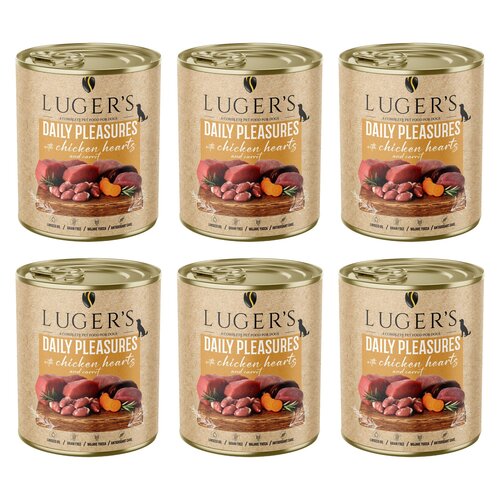 Karma dla psa LUGER'S Daily Pleasures z sercami z kurczaka i marchewką 6 x 800 g
