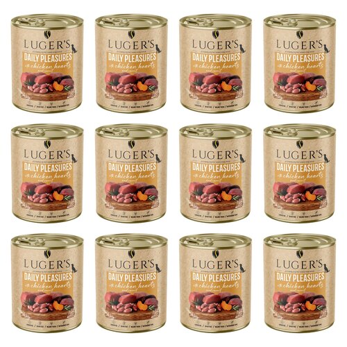 Karma dla psa LUGER'S Daily Pleasures z sercami z kurczaka i marchewką 12 x  800 g