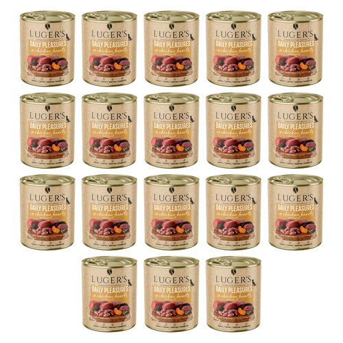 Karma dla psa LUGER'S Daily Pleasures z sercami z kurczaka i marchewką 18 x 800 g