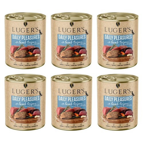 Karma dla psa LUGER'S Daily Pleasures z żołądkami jagnięcymi, marchewką i pietruszką 6 x 800 g