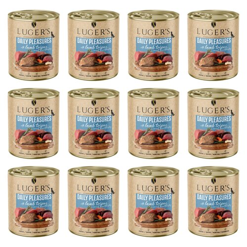 Karma dla psa LUGER'S Daily Pleasures z żołądkami jagnięcymi, marchewką i pietruszką 12 x  800 g