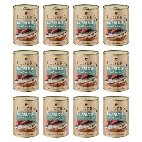 Karma dla psa LUGER'S Daily Pleasures z dorszem, makrelą, pomidorem i ryżem brązowym 12 x  400 g
