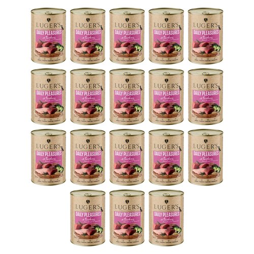 Karma dla psa LUGER'S Daily Pleasures z indykiem, brokułem i ryżem brązowym 18 x 400 g