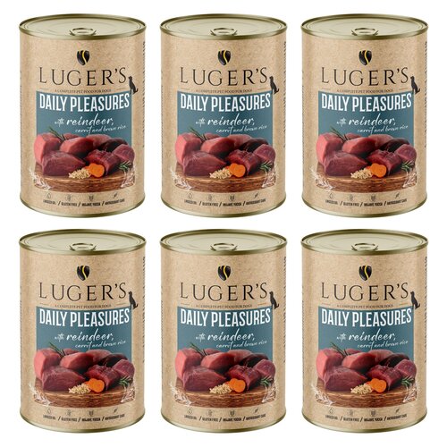 Karma dla psa LUGER'S Daily Pleasures z reniferem, marchewką i brązowym ryżem 6 x 400 g