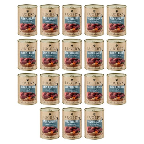 Karma dla psa LUGER'S Daily Pleasures z reniferem, marchewką i brązowym ryżem 18 x 400 g