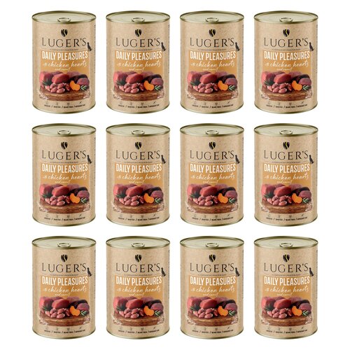 Karma dla psa LUGER'S Daily Pleasures z sercami z kurczaka i marchewką 12 x  400 g