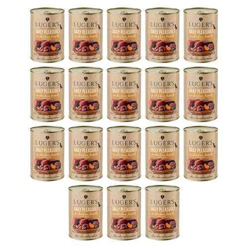 Karma dla psa LUGER'S Daily Pleasures z sercami z kurczaka i marchewką 18 x 400 g