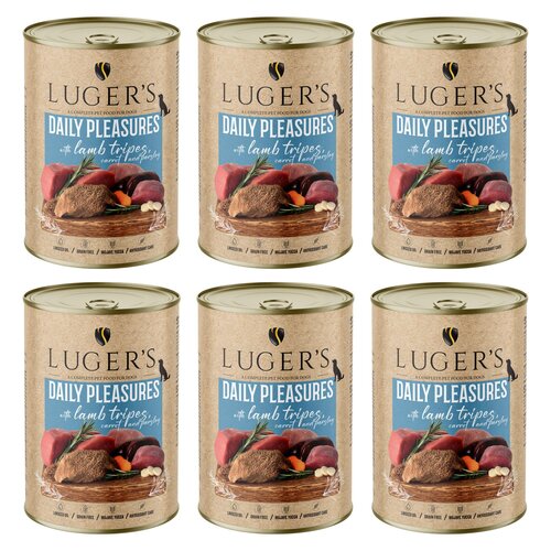 Karma dla psa LUGER'S Daily Pleasures z żołądkami jagnięcymi, marchewką i pietruszką 6 x 400 g