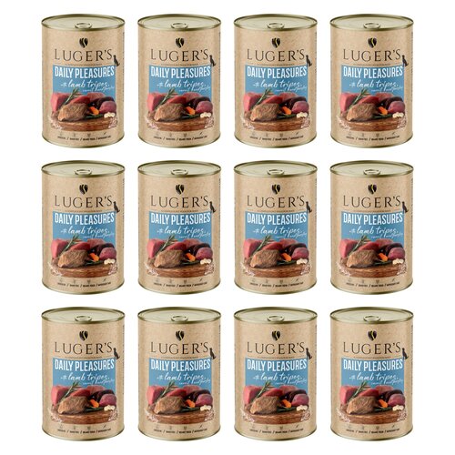 Karma dla psa LUGER'S Daily Pleasures z żołądkami jagnięcymi, marchewką i pietruszką 12 x  400 g