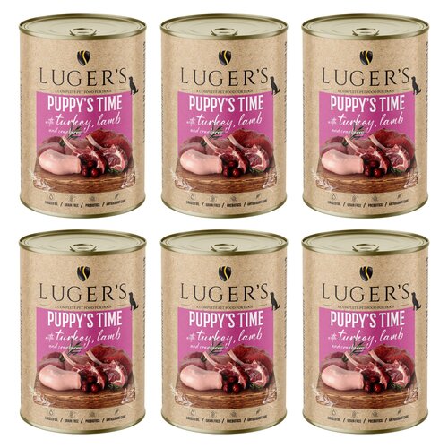 Karma dla psa LUGER'S Puppy's Time z indykiem, jagnięciną i żurawiną 6 x 400 g