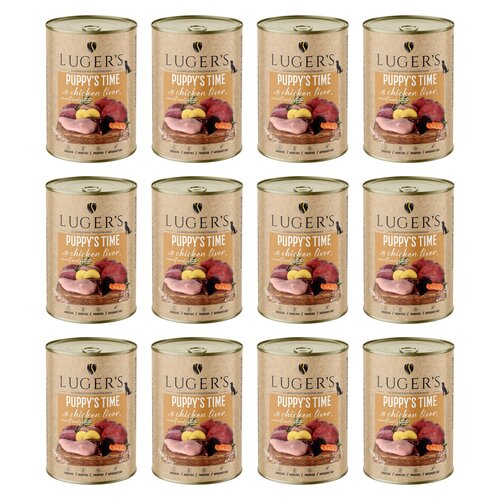Karma dla psa LUGER'S Puppy's Time z wątróbką z kurczaka, marchewką i ziemniakiem 12 x  400 g