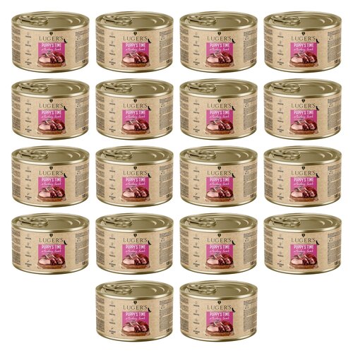 Karma dla psa LUGER'S Puppy's Time z indykiem, jagnięciną i żurawiną 18 x 185 g