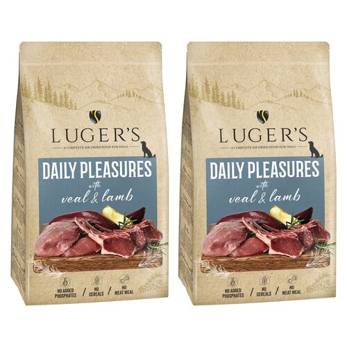 Karma dla psa suszona LUGER'S Daily Pleasures Cielęcina i Jagnięcina 2 x 9 kg