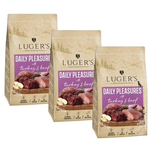 Karma dla psa suszona LUGER'S Daily Pleasures Indyk i Wołowina 3 x 9 kg