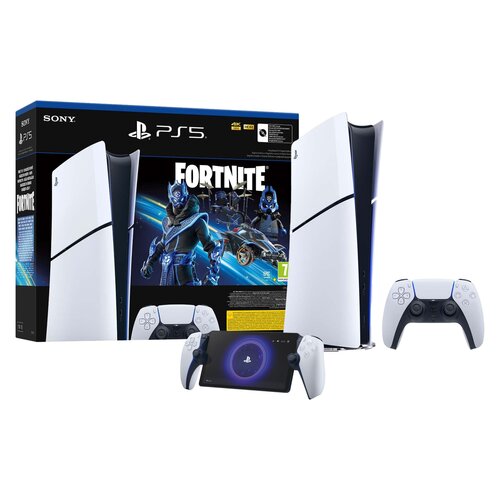 Konsola SONY PlayStation 5 Digital Slim Fortnite Cobalt - Zestaw Startowy + Kontroler SONY PlayStation Portal Biało-czarny