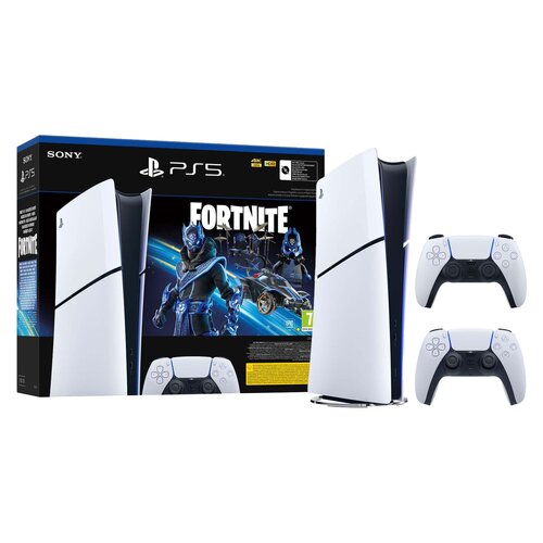 Konsola SONY PlayStation 5 Digital Slim Fortnite Cobalt - Zestaw Startowy + Kontroler SONY DualSense Biały