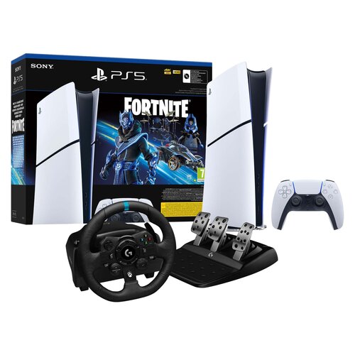 Konsola SONY PlayStation 5 Digital Slim Fortnite Cobalt - Zestaw Startowy + Kierownica LOGITECH G923 PC/PS4