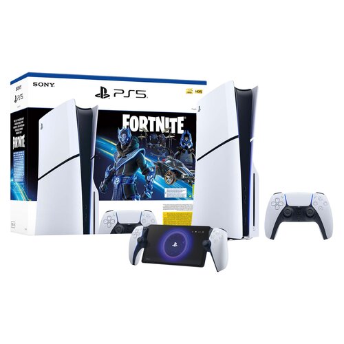 Konsola SONY PlayStation 5 Slim Fortnite Cobalt - Zestaw Startowy + Kontroler SONY PlayStation Portal Biało-czarny