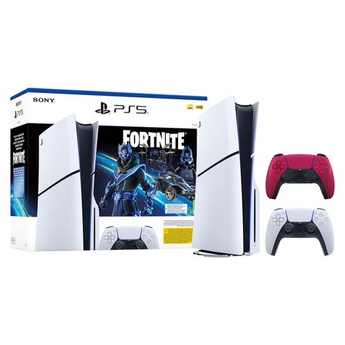 Konsola SONY PlayStation 5 Slim Fortnite Cobalt - Zestaw Startowy + Kontroler SONY DualSense Czerwony