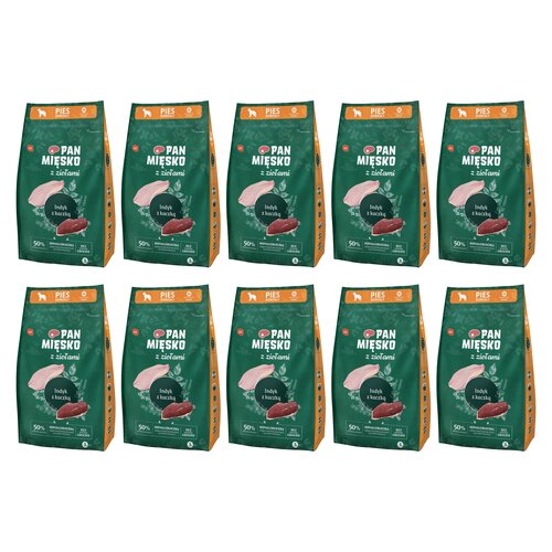 Karma dla psa PAN MIĘSKO Indyk z kaczką i ziołami M 10 x 3 kg