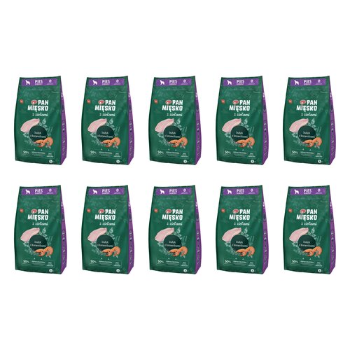 Karma dla psa PAN MIĘSKO Indyk Krewetki XL 10 x 3 kg