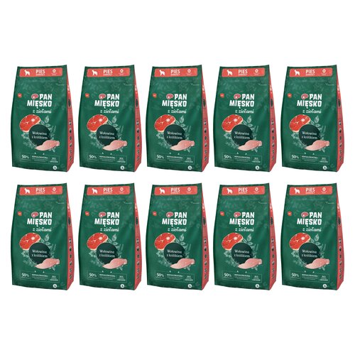 Karma dla psa PAN MIĘSKO Ziołowa wołowina z królikiem M 10 x 3 kg