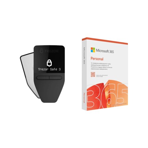 Portfel kryptowalut TREZOR Safe 3 Srebrny + Program MICROSOFT 365 Personal